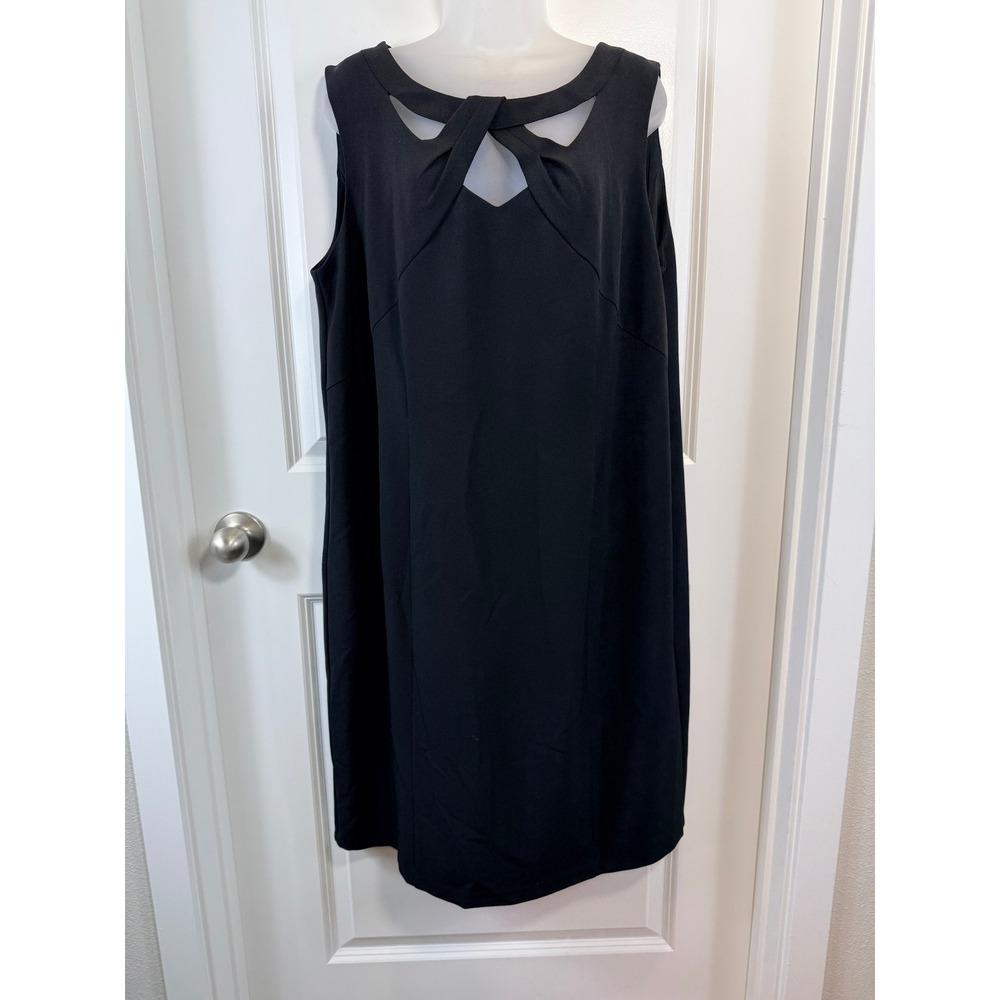 Jones Studio Separates Womens 16W Black Sleeveless Keyhole Cutout Sheath Dress